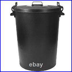 110 Litre BLACK Extra Large Heavy Duty Plastic GARDEN Storage DUSTBIN WITH LID
