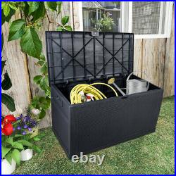 120gal 460l Outdoor Garden Plastic Storage Deck Box Chest Tools Cushions Toys Lo