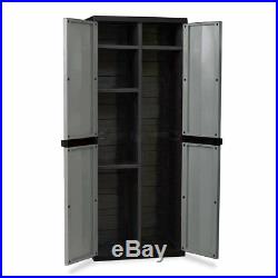 165cm Tall x 65cm Plastic Indoor / Outdoor Garden Storage Cabinet Shed Dark Grey
