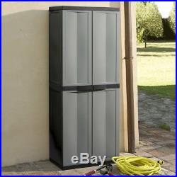 165cm Tall x 65cm Plastic Indoor / Outdoor Garden Storage Cabinet Shed Dark Grey