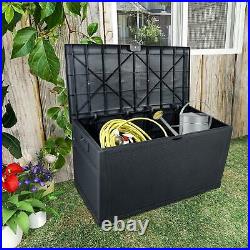 2022 Outdoor Garden Storage Chest Cushion Box Waterproof 450L Sit On Lid Black