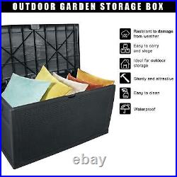 2022 Outdoor Garden Storage Chest Cushion Box Waterproof 450L Sit On Lid Black