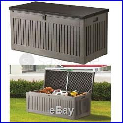 272L Outdoor Garden Storage Plastic Box Chest Tools Cushions Toys Lockable Seat