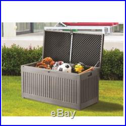 272L Outdoor Garden Storage Plastic Box Chest Tools Cushions Toys Lockable Seat