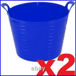 2 x Blue 42L 42Litre Large Flexi Tub Garden Flexible Storage Colour Bucket