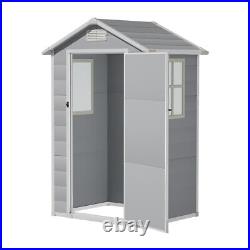 3ftx4ft Small Cottage Apex Roof Plastic Garden Storage Shed Tool House in Grey