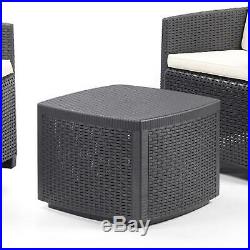 3pc Piece Outdoor Indoor Patio Garden Table 2 Chair Rattan Style Furniture Set