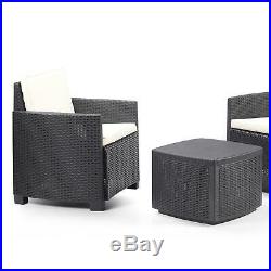 3pc Piece Outdoor Indoor Patio Garden Table 2 Chair Rattan Style Furniture Set