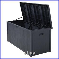 430L Storage Box Outdoor Garden Cushion Deck Shed Box Utility Chest Grey Plastic