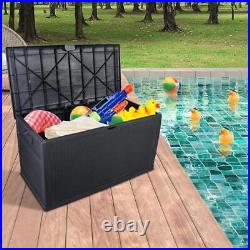 450L Large Outdoor Garden Storage Roller Box Plastic Rattan Container Chest Lid