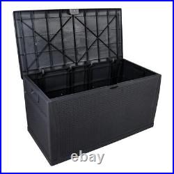 450L Large Outdoor Garden Storage Roller Box Plastic Rattan Container Chest Lid