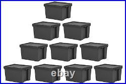 45L Heavy Duty Storage Boxes With Lids Black Recycled Plastic Containers U. K