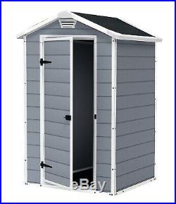4 x 3 ft Outdoor Plastic Garden Storage Shed Grey Compact BBQ DIY House