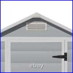 4 x 3ft Gable Grey Plastic Shed Garden Tool Storage House with Door and 2 Window