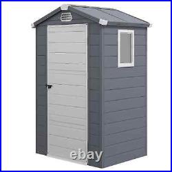 4 x 3ft Garden Shed with Foundation Kit, Polypropylene Outdoor Storage