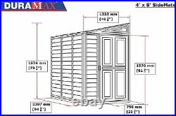 4' x 8' Plastic Garden Shed with Foundation Kit SideMate Storage box