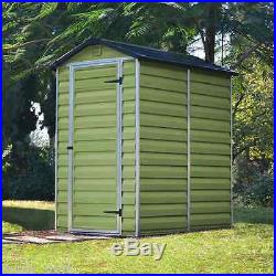 4x6 Plastic Skylight Garden Storage Shed Palram Green Apex Windowless 4ft 6ft