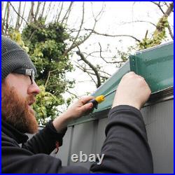 4x6ft Outdoor Pent Roof Sliding Door Metal Storage Shed Green Garden Tool House