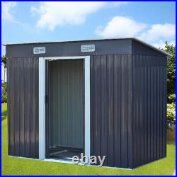 4x6ft Outdoor Storage Garden Tool Shed & Base Pent Roof Bike Cabin Sliding Door