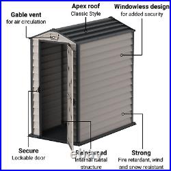 4x6ft Plastic Garden Storage Shed Fire Retardant All Weather Outdoor Storage 4x6