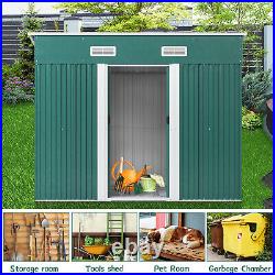 4x6ft Steel Pent Rooftop Garden Shed Bicycle Tool Sturdy Storage House FREE BASE