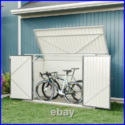 4x7ft Large Outdoor Garden Shed Lockable Tool Storage Backyard Bikes Bin Cabinet