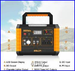 519Wh 500W Solar Generator Power Station Supply Energy Storage Quick Charge US