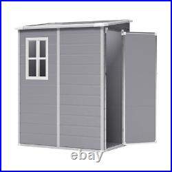 5FTX4FT Lockable Plastic Garden Storage Shed Apex Roof Tools Storage House Grey