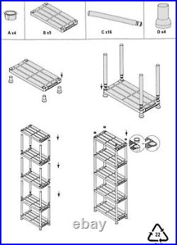 5 & 4 Tier Plastic & Metal Shelves Unit Shelving Storage Unit For Garage Garden