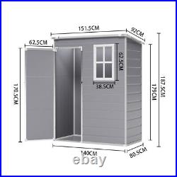 5 X 3FT Plastic Storage Shed Outdoor Tool Cabin House Pent Roof Single Door Lock