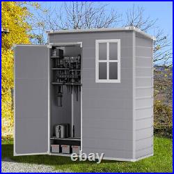 5 X 3FT Weather-Resistant Lockable Garden Storage Shed Outdoor Plastic Bin House