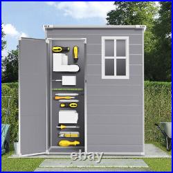 5ftx3ft Plastic Garden Shed Outdoor Tool Storage House with Window Lockable Door
