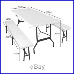 6FT Folding Table Trestle Bench Camping Picnic BBQ Party Garden Heavy Duty Set