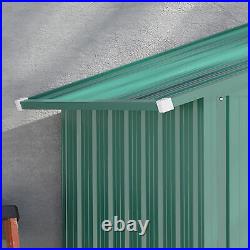 6.3x3.6ft Corrugated Metal Garden Storage Shed with Sliding Door Sloped Roof Green