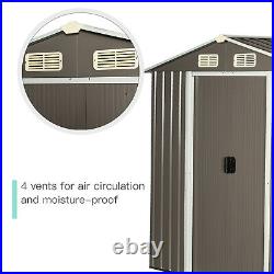6.3x3.6ft Corrugated Metal Garden Storage Shed with Sliding Door Sloped Roof Grey