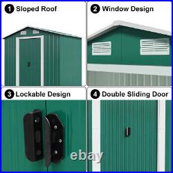6 X 4FT Garden Storage Shed Garden Utility Outdoor Tool House Metal Sliding Door