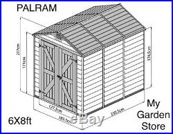 6 X 8 ft PALRAM Plastic Garden Storage SKYLIGHT SHED Apex Including Floor