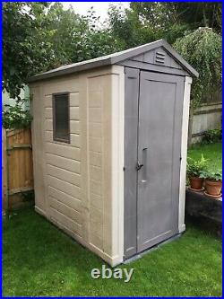 6x4 shed KETER garden storage plastic shed beige brown VGC