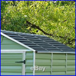 6x8 Plastic Skylight Garden Storage Shed Palram Green Apex Windowless 6ft 8ft