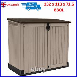 880L Garden Storage Box Utility Chest Cushion Shed Plastic Large Outdoor Garden