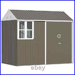 8 x 6 ft Galvanised Garden Shed, Outsoor Metal Storage Shed with Double