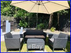 Allibert By Keter 4 Seater Garden Sofa Set Black Rattan & Storage Coffee Table