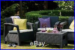 Armchair Outdoor Rattan Garden Furniture Graphite With Cream Cushion Patio Corfu