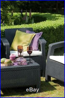 Armchair Outdoor Rattan Garden Furniture Graphite With Cream Cushion Patio Corfu