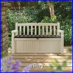 Beige Brown Eden Bench Keter Garden Furniture Lockable Outdoor Storage Box 265 L