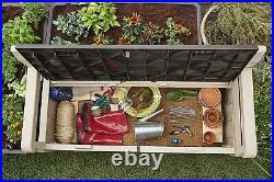 Bench Outdoor Plastic Storage Box Garden Furniture Beige Brown Eden L Patio Wood