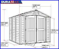BillyOh Duraplus Plastic Apex Shed 8x8 Outdoor Garden Storage with Base Included