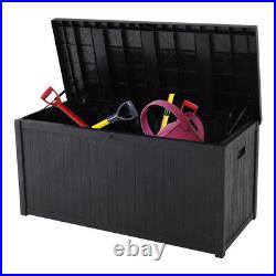 Black Garden Tool Storage Box Outdoor Shed Box Bin Utility Chest Box Large 430L