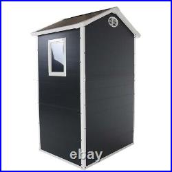 Charles Bentley Plastic Storage Shed 4.4ft x 3.4ft Grey Small Roof Outdoor Tall