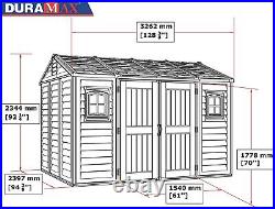 Duramax Apex 10.5' x 8' Plastic Garden Storage Shed, Adobe & Brown